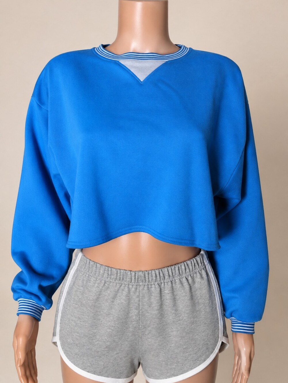 Vintage 80s Cheetah Mervyns Blue Gray Cropped Sweater M
